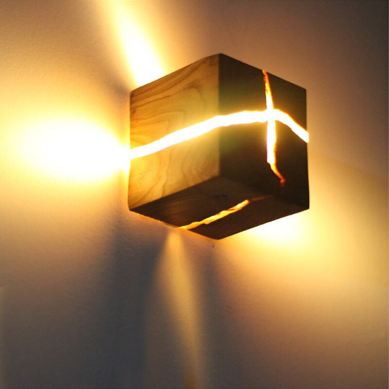 Kreative Schlafzimmer Nachttisch lampe Desktop Crack Lampe Atmosphäre Dekoration Ornamente Massivholz nordischen Design Geschenk führte Nachtlicht
