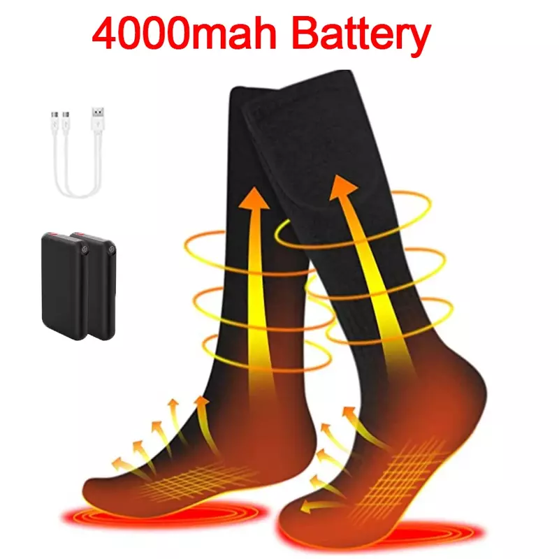 Calcetines térmicos con batería de 4000mAh para hombre y mujer, calentador de pies eléctrico, calcetín cálido para ciclismo y esquí, Invierno