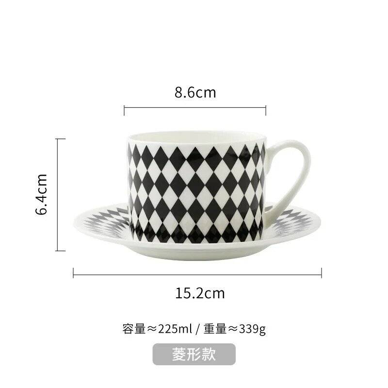Tasse en céramique noire et blanche de style nordique simple, tasse à café rayée à pois créative, tasse à thé empilable, tasse à eau de bureau