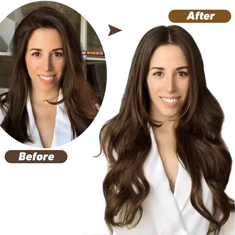 Extensiones de cabello liso con Clip para mujer, cabello humano 100% Real, marrón oscuro, Remy brasileño