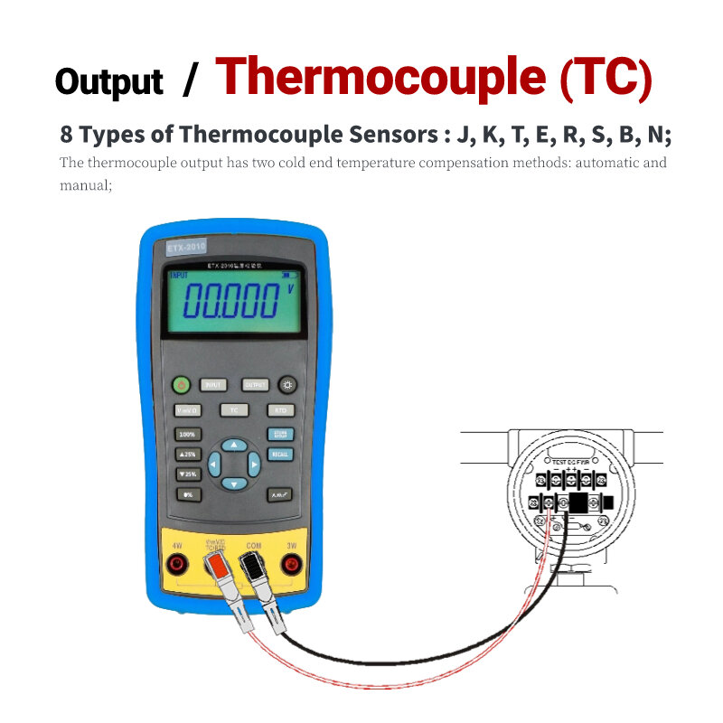 Calibrador de Temperatura Handheld, Calibrador Multifunções, Medição, DC V, Resistência MV, TC e RTD, ETX-1810, ETX-2010, IP67