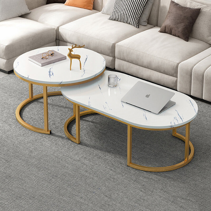 _ Набор из 2 предметов для гостиной, дивана, боковой креативный Овальный Круглый Журнальный Столик, современный обеденный стол для салона