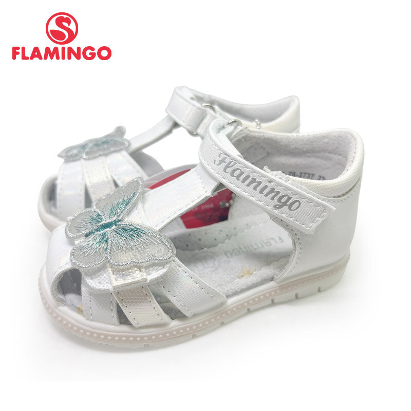 Flamingo Kinder sandalen für Mädchen Klett verschluss flach gewölbtes Design chlid lässige Prinzessin Schuhe Größe 23-28 223s-2736/37