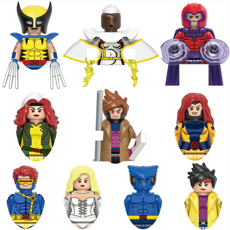 Bloques de construcción de los vengadores Lobezno, juguete educativo de personaje de dibujos animados, Magneto, Storm, regalo de cumpleaños, G0166