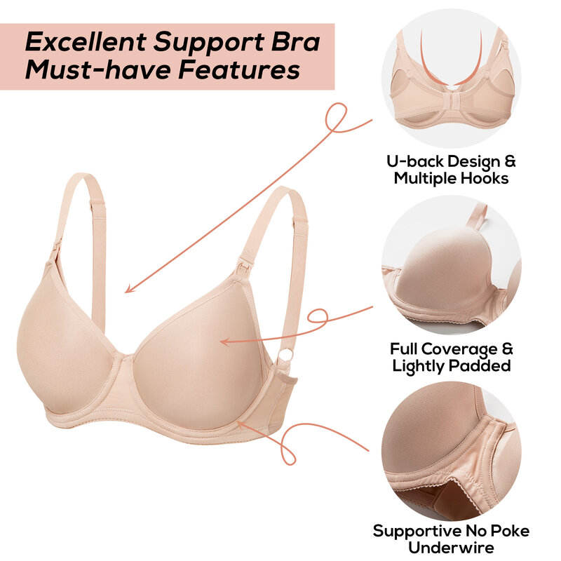 Gratlin-Underwire sutiã de maternidade para mulheres, sling completo, cueca acolchoada, plus size, apoio à amamentação, lingerie FG H