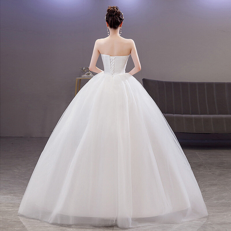 GIYSILE-Vestido de casamento até o chão, vestido de noite, estilo coreano, tubo superior, temperamento, vestidos de casamento principais, branco, plus size