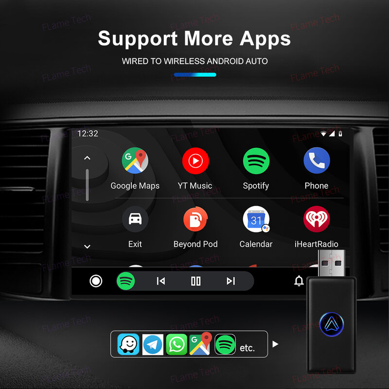 Mini Body Android Auto Adaptador sem fio, Smart AI Box, Carro OEM com fio Android Auto para Dongle USB sem fio para Samsung Xiaomi, Mais novo