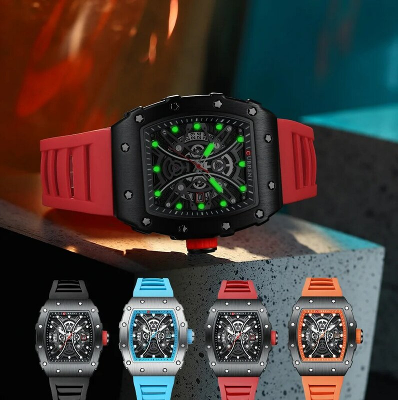 アキュレン-メンズクォーツ時計,ユニークなデザインの腕時計,カジュアル,シリコンストラップ付き