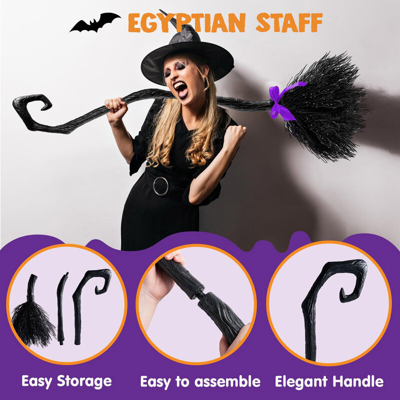 Halloween Witch Broom Decorations Magic Plastic Scary Prop Cosplay Suitable For Festival Parties Or Masquerade Costume Events