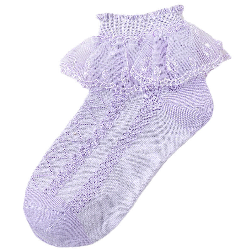 Новинка 2024, летние детские носки, хлопковые детские модные кружевные тонкие в иностранном стиле, Корейская версия для детской модели, носки для девочек