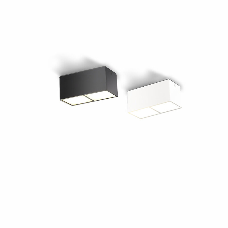 Faretto da soffitto a Led a montaggio superficiale ad alta luminosità lampade a LED rettangolari a doppia testa Nordic Square 2x7W Downlight per Hotel