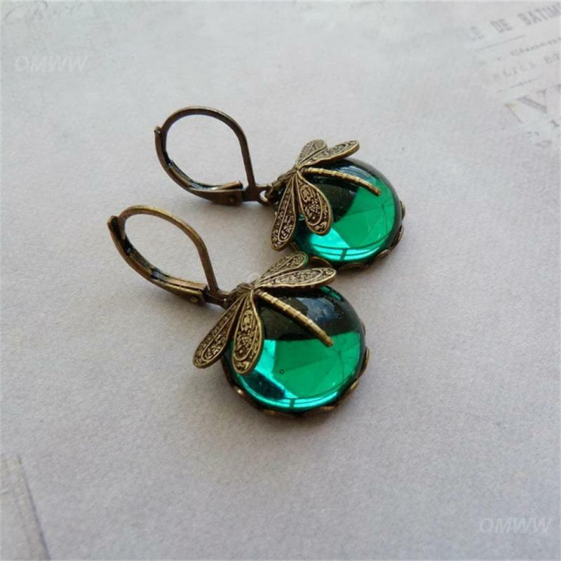 Earrings Fashion Moonstone Electroplating Elegant Accessories Dragonfly Drop Earrings Old No Fading Retro Metal Mini Sculpture