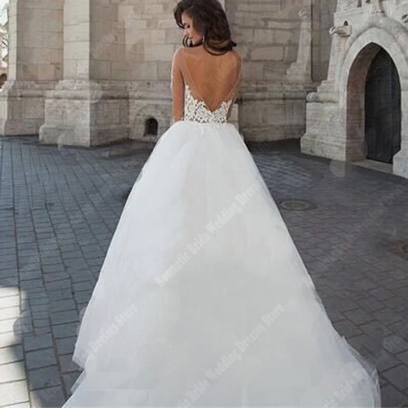 Sexy Off Shoulder Tulle Wedding Dresses Minimalist High Quality Sleeveless Backless Prom Gowns Mopping Length Vestidos De Novias