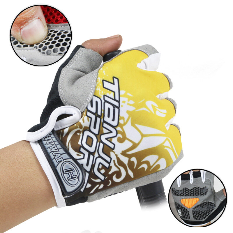 Cycling Half Finger Gloves Men's Sun Protection Season Silicone Non-slip Design Climbing Mountain Bike Sports Gloves