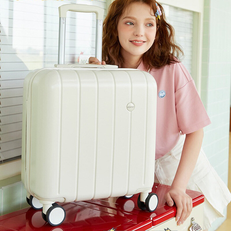 PLUENLI-Equipaje de color caramelo para mujer, Mini maleta ligera con Bloqueo de combinación, carrito de rueda Universal pequeño