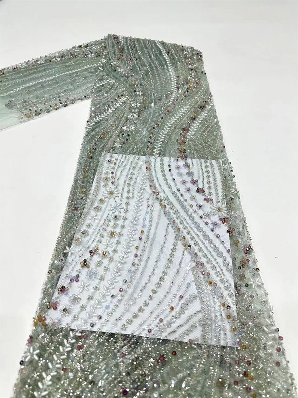Африканская кружевная ткань с блестками и вышивкой из бисера для свадьбы, черная, нигерийская свадебная одежда, французский тюль, высокое качество, 2024