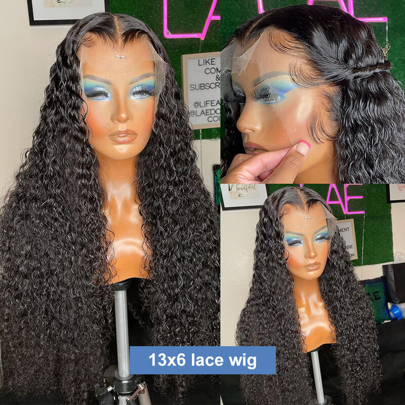 Wig rambut manusia keriting penutup renda gelombang air 13x4 HD Wig Frontal untuk wanita 5x5 4x4 Wig rambut manusia keriting