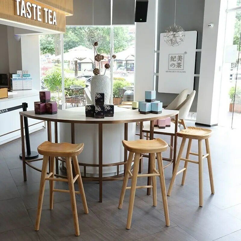 เก้าอี้ล็อกบาร์สไตล์นอร์ดิกสำหรับร้านกาแฟ, เก้าอี้ไม้เนื้อแข็งเก้าอี้รับประทานอาหารในบ้านบาร์สูง (2แพ็ค)