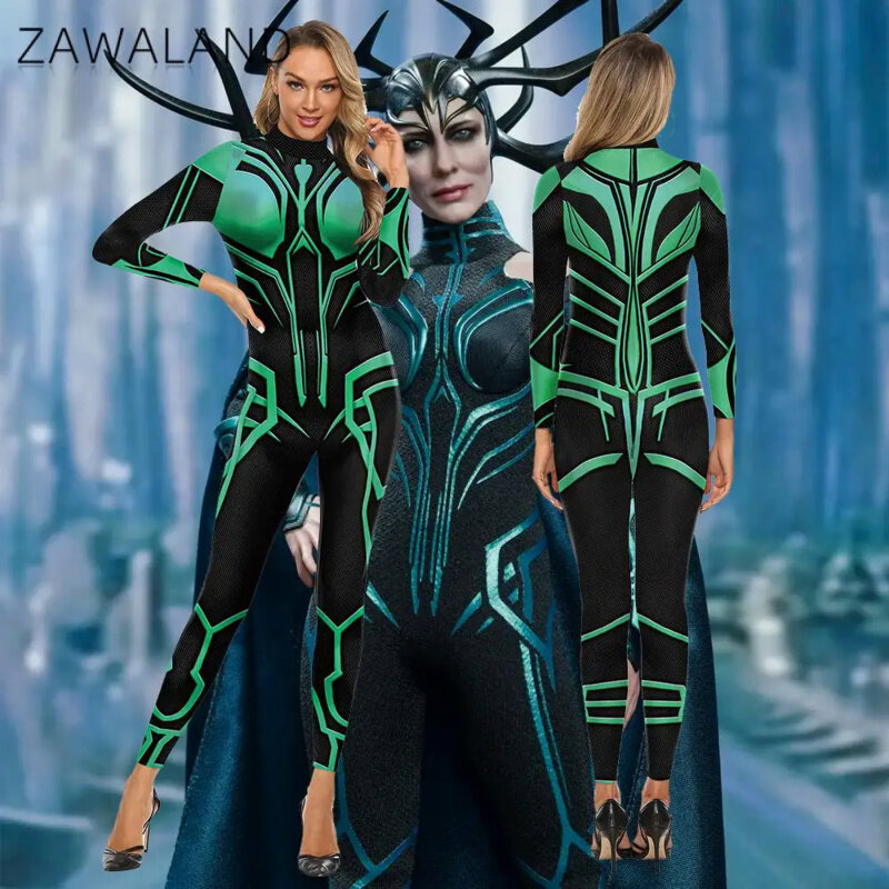 Zawaland-Costume de batterie en spandex imprimé numérique 3D pour femme, costume de cosplay sexy, manches longues, fête, combinaisons, complet, zentai imbibé