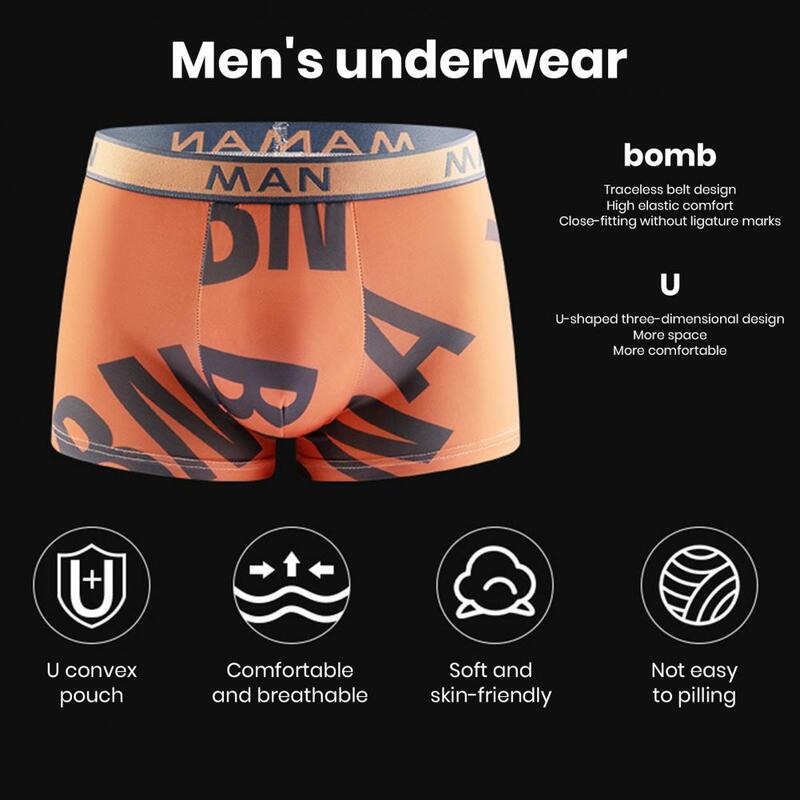 Men Panties Men's Seamless Letter Printed Boxers Plus Size Breathable Underwear for Quick Dry Comfort Style Boxers Panties