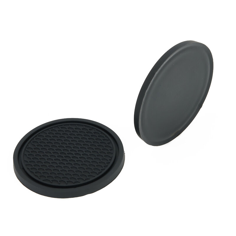 Portavasos de silicona antideslizante para coche, almohadillas de posavasos para Interior de coche, accesorios de alta calidad, color negro, 2 piezas