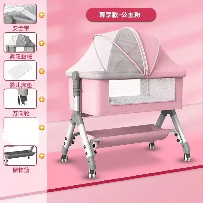 Multifunctional Baby Cribs  for Newborns Portable Baby Bed Spliced King-size Folding  Baby Crib Bed