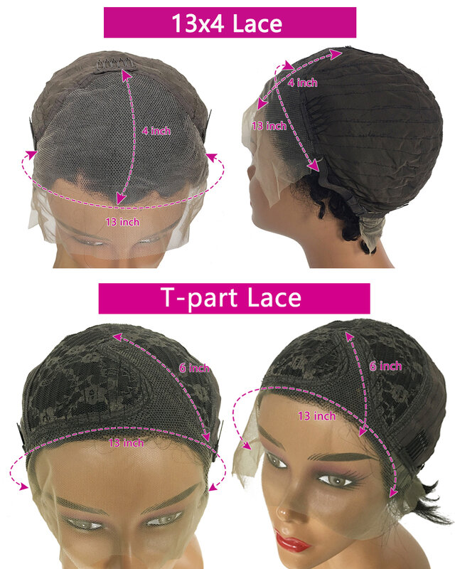 Brazilian Human Hair Pixie Cut Wig Human Hair Wigs Straight Transparent T Part Lace Short Bob Wig 13x4 Lace Wig For Salon