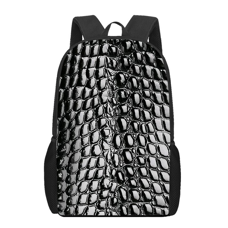 Snake Skin Leather 3D Print School Bag Set para adolescente, mochila infantil primária, mochila infantil, bolsa de livro, grande capacidade