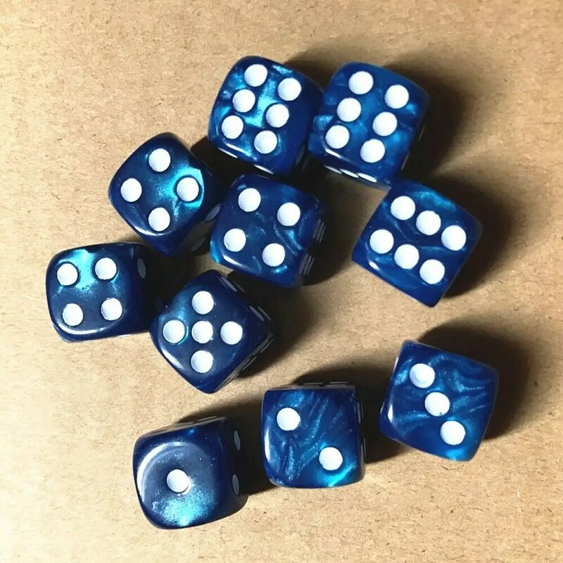 10pcs/set Pearl Gem Dice Round Corner 6 Sided 16mm Dice Playing Table Board Bar Games Party Funny Entertainment Supplies