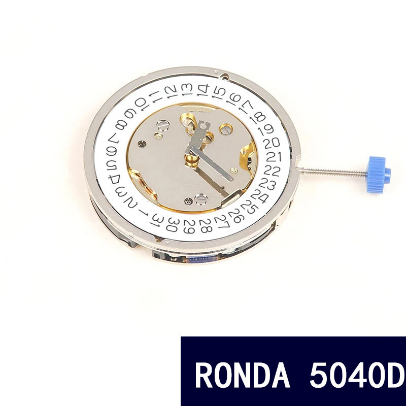 Swiss Ronda 5040D Quartz Movement Watch, 6 Hands Peças de Reposição, Novo, Original, Branco, Reparação