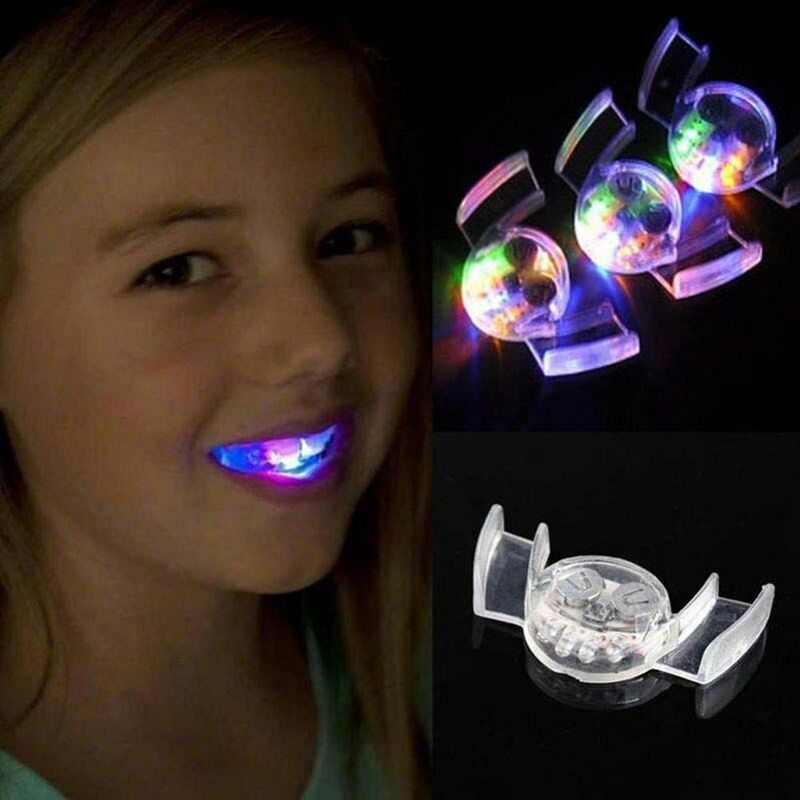 Halloween Party Glow LED Teeth lampeggiante Light Up Mouth bretelle Music Festival Masquerade Funny trasparente Soft Gum Glowing Toys