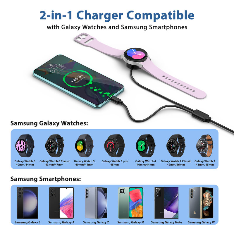 USB C зарядное устройство для Samsung Galaxy Watch 4 6 Classic 43 мм 47 мм 46 мм 42 мм/Galaxy Watch 3 4 5 6 зарядный кабель для Samsung Galaxy W