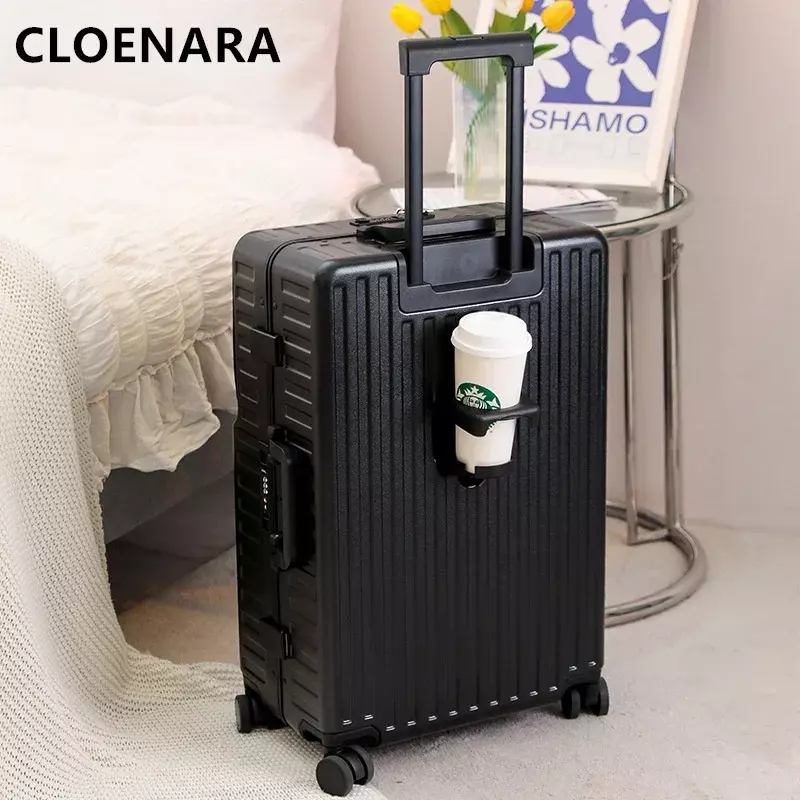 COLENARA-Valise d'embarquement pour homme avec cadre en aluminium, bagage PC, ouverture avant, valise de chargement USB multifonction, 20 po, 24 po
