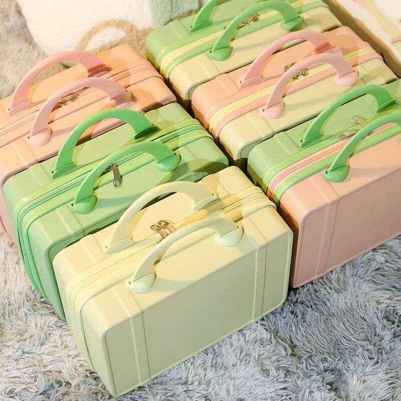 Toiletry Box Storage Bag Passcode Suitcase Portable Suitcase Makeup Case Candy Color Suitcase 14-inch Cosmetic Cases