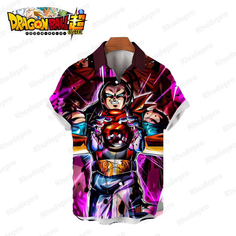 Heren Kleding Shirt 2024 Dragon Ball Z Korte Mouw Streetwear Zomer Super Saiya Y 2K Harajuku Mode Aan Zee Trip Anime