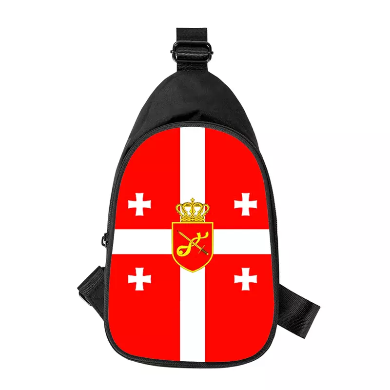 Bandoulière d'impression 3D du drapeau géorgien pour hommes et femmes, sac de poitrine, sac de taille d'école, sac de poitrine pour homme, sac initié en alertes onale, mari, nouveau