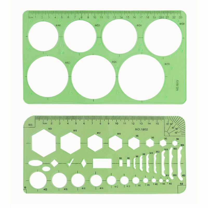 11 Pcs Painting Ruler Drawing Template Plastic Clear Green Multifunction Ruler for School Office Children Student Kids Dropship