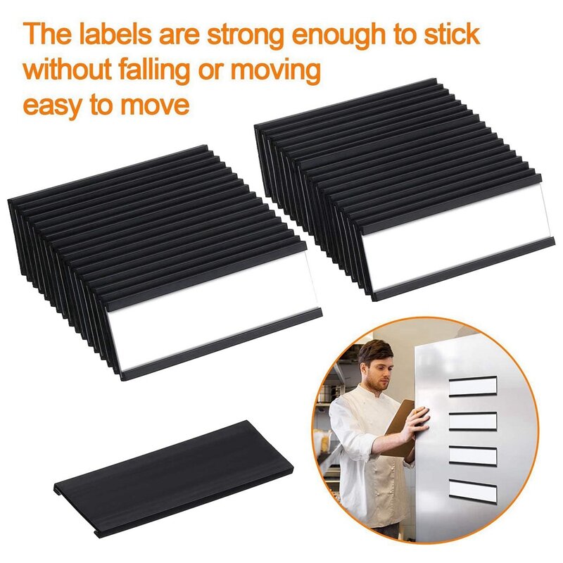 250Pcs Magnetic Label Holders With Magnetic Data Card Holders With Clear Plastic Protectors For Metal Shelf (1 X 3 Inch)