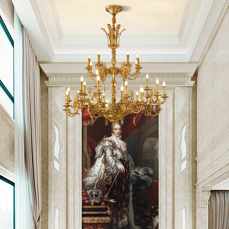 Роскошная люстра XUANZHAO из меди во французском стиле, изысканная люстра из литого воска для отеля, холла, спальни, медная лампа-свеча