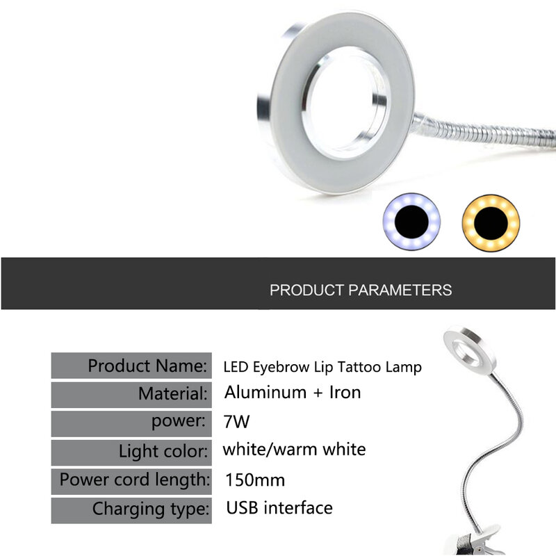 클램프 USB가있는 문신 LED 램프, 콜드 라이트, 눈썹 메이크업, 조명 장비, 향상된 문신 네일 아트, 미용실 도구