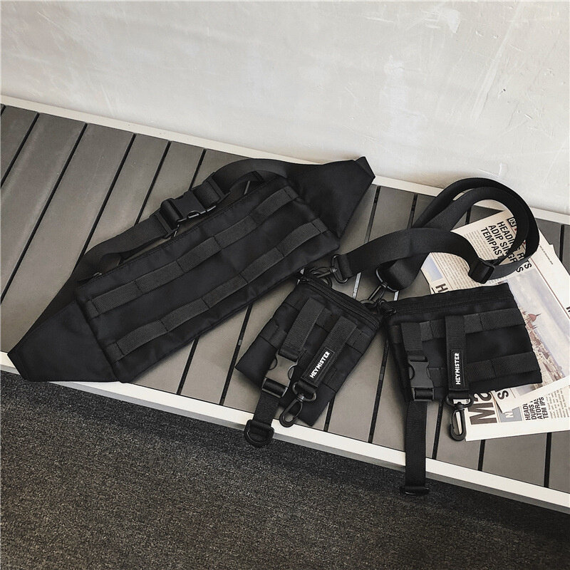 Тактический функциональный поясной кошелек с несколькими карманами, повседневная сумка для телефона, уличная одежда для бега в стиле хип-хоп, нагрудная уличная одежда