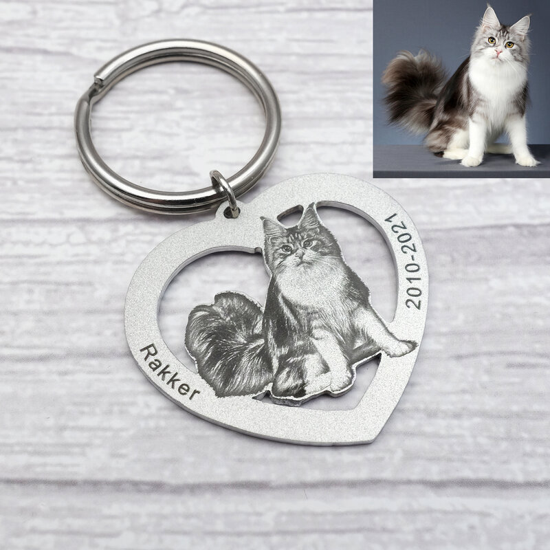 Personalized Heart Photo Keychain Custom Picture Keychain Cat Keyring Birthday Gift Keepsake Memory Dog Keychain Couple Keychain