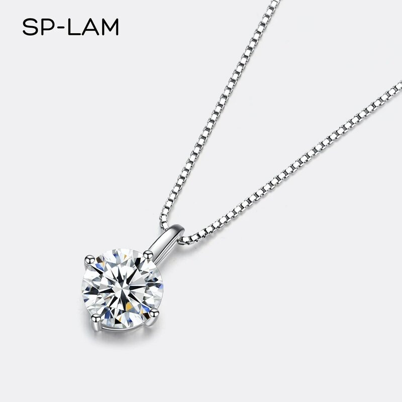 SP-LAM 1Ct Moissanite Stone Pendant Necklaces Summer Trendy 925 Sterling Silver 2022 Woman Necklace Wedding Jewelry подвеска