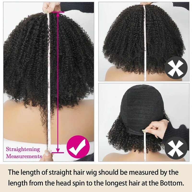 Rambut Palsu Keriting Afro dengan Poni dengan Ketebalan 200% Rambut Manusia Remy Brasil Wig Buatan Mesin Penuh Wig Keriting Afro Pendek untuk Wanita