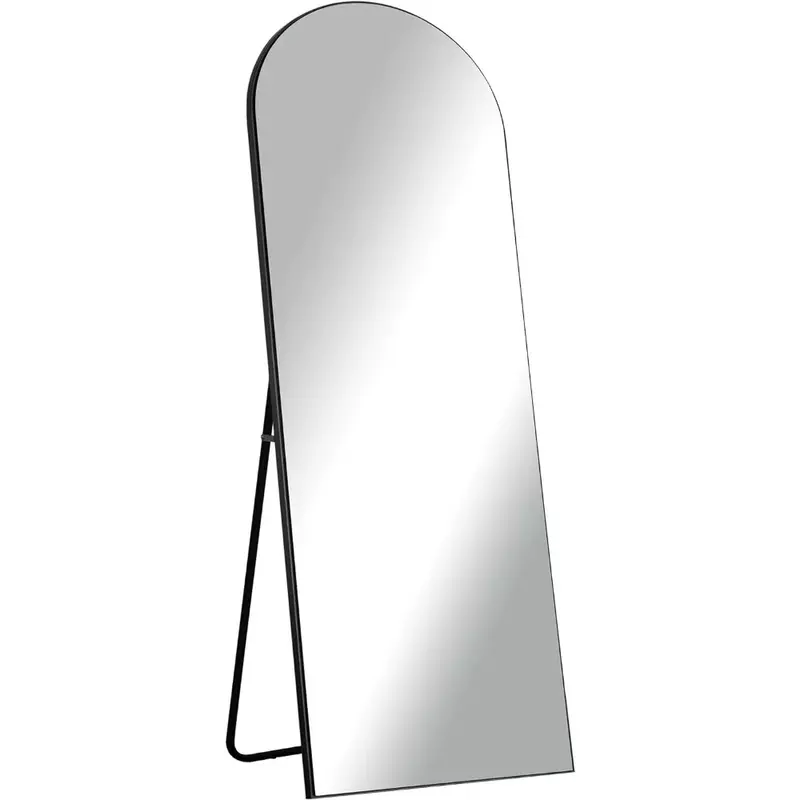 긴 대형 거울 전신 거울, 가정용 벽 드레싱 및 벽걸이-검은색 화물 무료 바닥 길이 거울, 미적