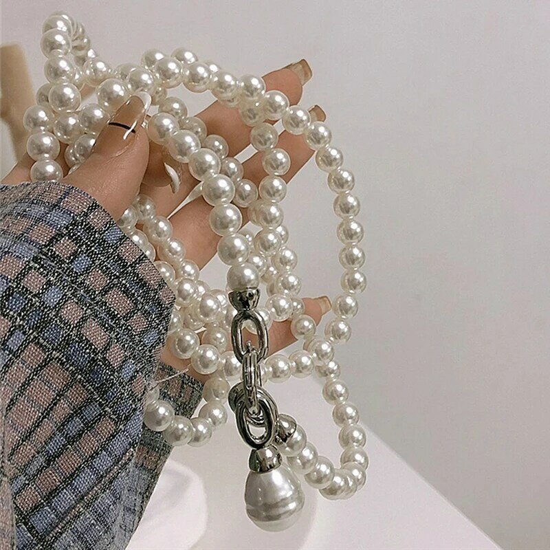 Mode Persönlichkeit Perlen lange Halskette für Frauen Persönlichkeit Ketten großen Anhänger Kragen Schmuck