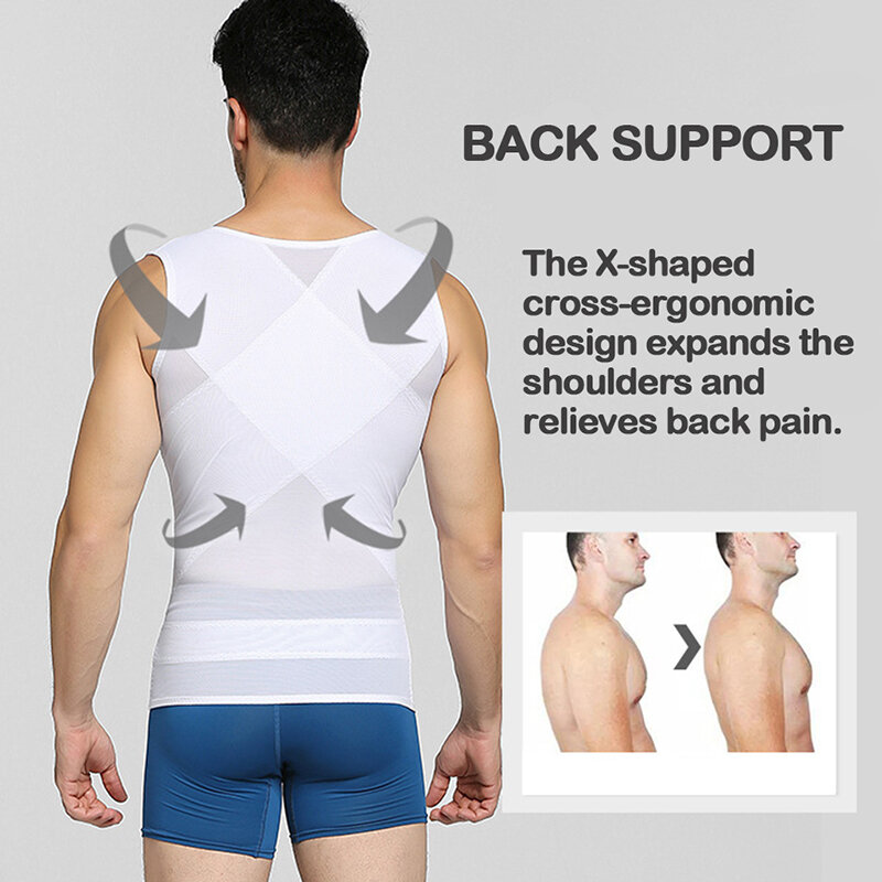 Men Gynecomastia Compression Tank Top Slimming Vest Body Shaper Tummy Control Waist Trainer Back Support Underwear Shirt Girdle