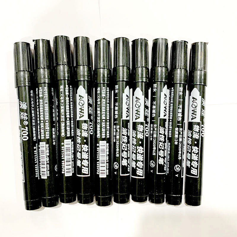 5/10 pces caneta marcador de tinta permanente oleosa à prova dfor água caneta preta para marcadores de pneus secagem rápida assinatura caneta artigos de papelaria suprimentos q1