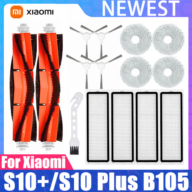 Pièces de rechange pour aspirateur robot Xiaomi S10 + / S10 Plus B105, brosse latérale principale, filtre Hepa, vadrouille, chiffon, gril, accessoires