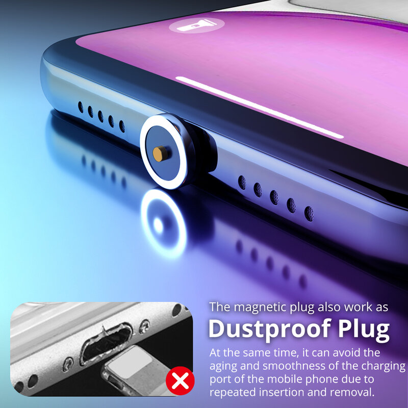 UVOOI-Câble de charge magnétique de type C, chargeur de téléphone portable, micro USB, câble magnétique pour Samsung, Xiaomi, iPhone